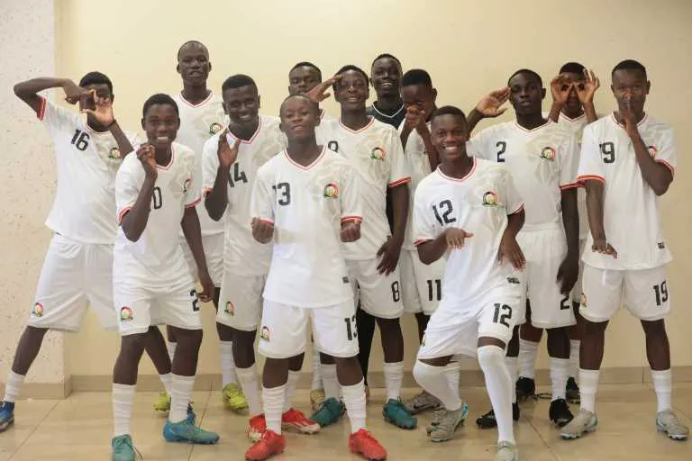 Jerome with the Kenya U17 team mates at the hotel in Uganda