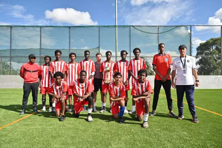 Jerome with the Kenya U17 team mates at the hotel in Uganda