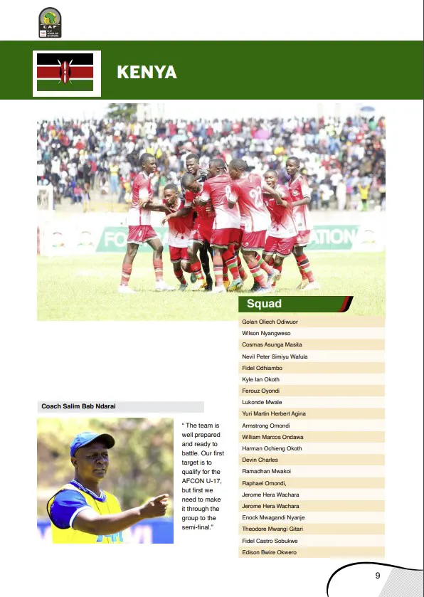 The CECAFA Kenya U17 Squad